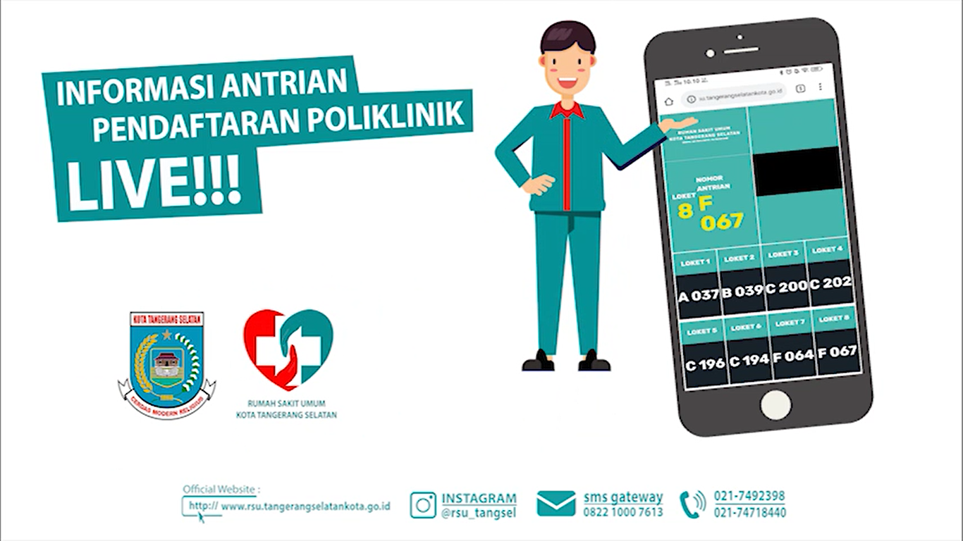 Informasi Antrian Pendaftaran Poliklinik Live RSU Kota Tangerang Selatan